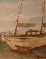 Landscape-Seascape - Boat Afloat - Acrylicwatercolor