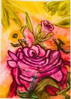 Pink Rose - Watercolors Paintings - By Lu Brown, Freeform Painting Artist