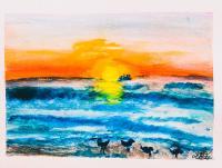 South Padre Beach - Watercolors Paintings - By Lu Brown, Freeform Painting Artist