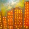 Hazy City - Acrylics Paintings - By Nancy Cromie, Abstract Painting Artist