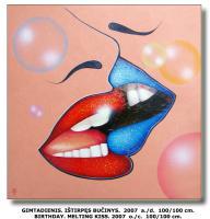 Birdthdaymelting Kiss - Oil On Canvas Paintings - By Tautvydas Davainis, Other Painting Artist