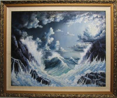 Seascape Sunset - Stormy Sea - Oil Paint