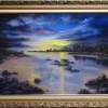 Low Tide Sunset - Oil Paint Paintings - By John Cocoris, Contemporary Painting Artist