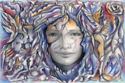 Small - Face Behind The Imaginings - Colored Pencil