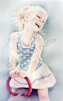 Watercolor Paintings Of Childr - Fllying High - Watercolor