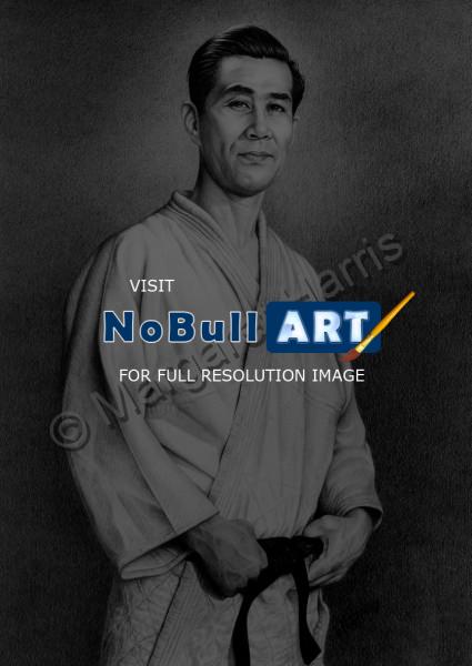 Graphite Portrait - Japanese Marshal Arts Black Belt - Graphite