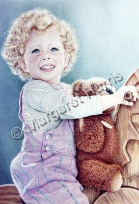 Watercolor Paintings Of Childr - Rocking Horse Teddy - Watercolor