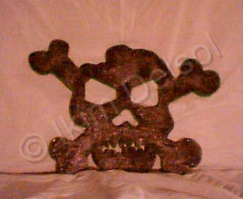 Public - Skull  Crossbones - Wood Acrylic Glitter