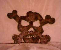 Skull  Crossbones - Wood Acrylic Glitter Woodwork - By Ikim Delsol, Contemporary Woodwork Artist