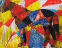 Horse - Oil Pastel Paintings - By John Kovacich, Modern Painting Artist