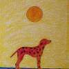 Red Dog - Oil Pastel Drawings - By John Kovacich, Modern Drawing Artist
