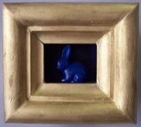 Hifijohn - Blue Rabbit In A Gold Box - Mixed Media