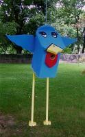 Bluebird - Woodacrylic House Paint Woodwork - By Lacy Thomas, Whimsical Garden Woodwork Artist