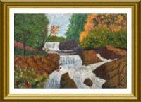 Waterfalls - Colored Pencils On Textil Paintings - By Vincent Consiglio, Landscape Painting Artist