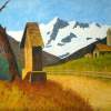 Mountain Landscape - Colored Pencils On Textil Paintings - By Vincent Consiglio, Landscape Painting Artist