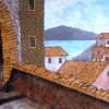 Medieval Town - Mixed Mediaoil Painting On San Paintings - By Vincent Consiglio, Landscape Painting Artist
