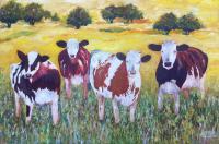 Cows - Oils On Canvas Paintings - By Ayyub Shaik, Realism Painting Artist