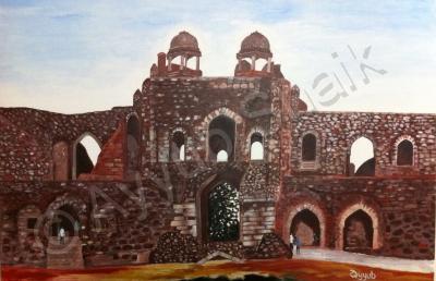 Landscape - Old Fort Of Delhi - Acrylic On Canvas