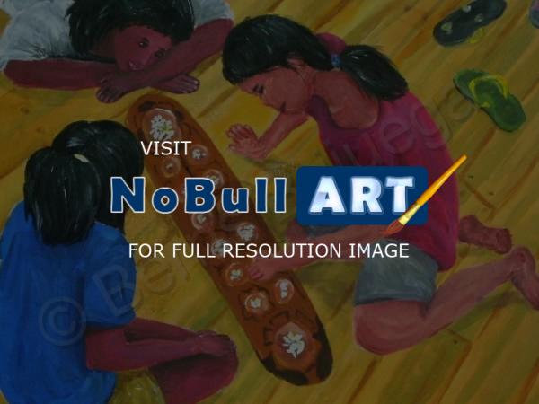 Pinoy Games - Amun Sungka 14X18 - Acrylic On Canvas