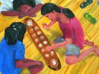 Pinoy Games - Amun Sungka 14X18 - Acrylic On Canvas