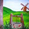 Well And Mill - Mixed Media Paintings - By Berns Brijuega, Landscape Painting Artist