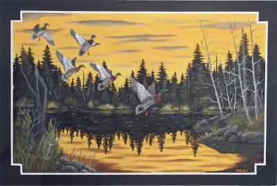 Mallards - Bwca - Acrylic On Masonite