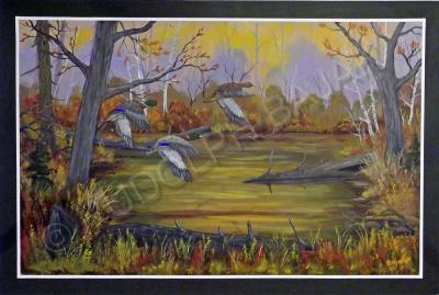 Mallards - Left Here - Acrylic On Masonite