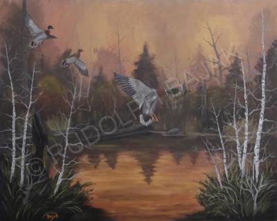 Mallards - Swamp - Acrylic On Masonite