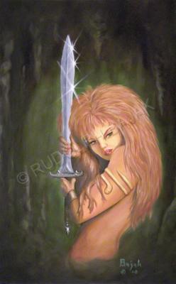Fantasy - Red - Oil On Masonite