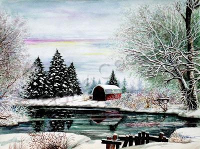 Landscapes - Winter In America - Watercolor