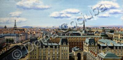 Architectural - Paris Panorama - Oil On Canvas