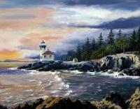 Lime Kiln Lighthouse - Oil On Canvas Paintings - By Doina Cociuba, Realism Painting Artist