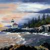 Lime Kiln Lighthouse - Oil On Canvas Paintings - By Doina Cociuba, Realism Painting Artist