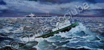 Seascape - Mary Foss On A Stormy Sea - Oil On Canvas