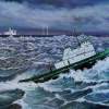 Mary Foss On A Stormy Sea - Oil On Canvas Paintings - By Doina Cociuba, Realism Painting Artist