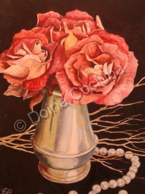 Florals - Still Life With Silver Vase - Watercolor