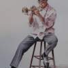 The Jazz Player - Watercolor Paintings - By Doina Cociuba, Realism Painting Artist