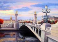 Alexander III A Bridge In Paris - Oil On Canvas Paintings - By Doina Cociuba, Realism Painting Artist