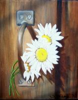 Barn Door Daisies - Oils On Canvas Paintings - By Susan Dehlinger, Traditional Painting Artist