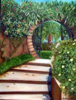 Moongate At Par De Ville - Oils On Canvas Paintings - By Susan Dehlinger, Traditional Painting Artist