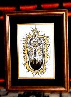 Golden Feather - Marker Gel Pen Mixed Media - By Charly Gray Boy, Native American Mixed Media Artist