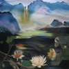 Lotuses Say-What A View - Oil On Canvas Paintings - By Nalini Bhat, Spontaneous Creativity Painting Artist