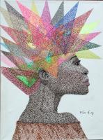 Vibrant Woman - Acrylic Paintings - By Vincent Gray, Pointillism Painting Artist