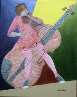 The Violinist - Acrylic Paintings - By Vincent Gray, Pointillism Painting Artist