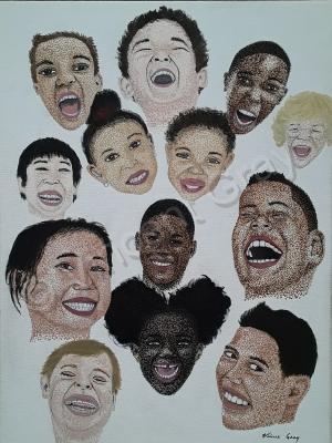 6 - Smiling Faces - Acrylic