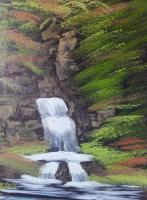 Hidden Waterfall - Oil Paintings - By Stig Wall, Wet On Wet Painting Artist
