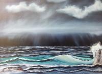 Seascape Before The Rain - Oil Paintings - By Stig Wall, Wet On Wet Painting Artist