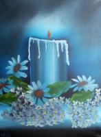 Daisys And Lilacs - Oil Paintings - By Stig Wall, Wet On Wet Painting Artist