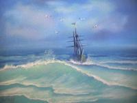 Ship In Storm - Oil Paintings - By Stig Wall, Wet On Wet Painting Artist