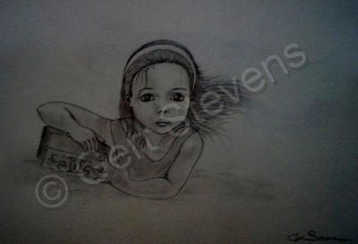 Portraits - Girl In The Sand - Pencil